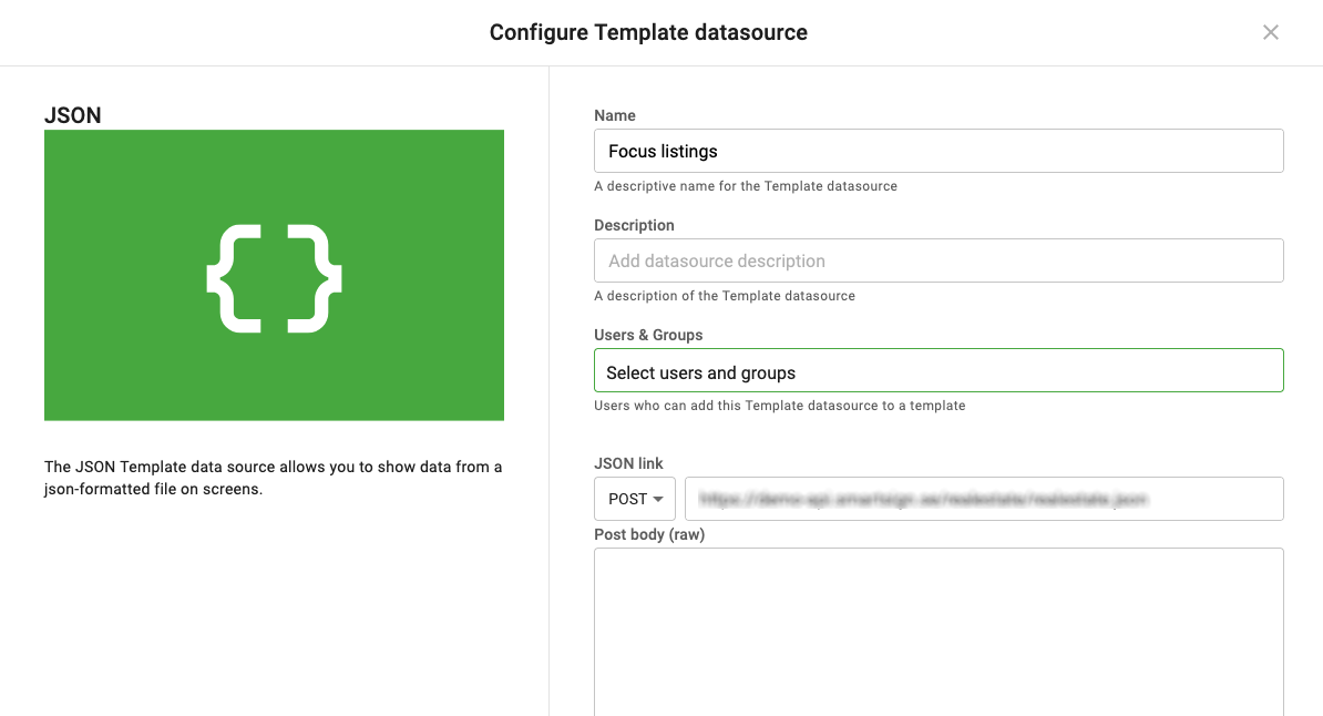 New POST option for JSON datasources