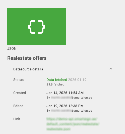 Clickable data links and fetched data preview in data source details