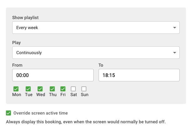 Active time improvements – Override screen active time