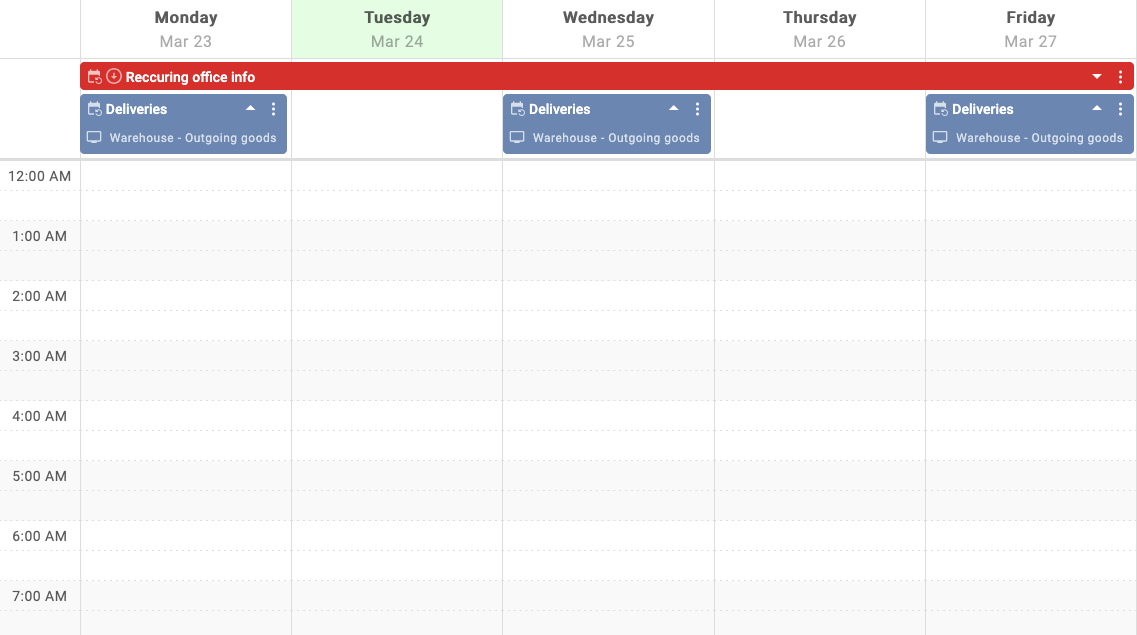 Improved handling of all-day bookings in the calendar