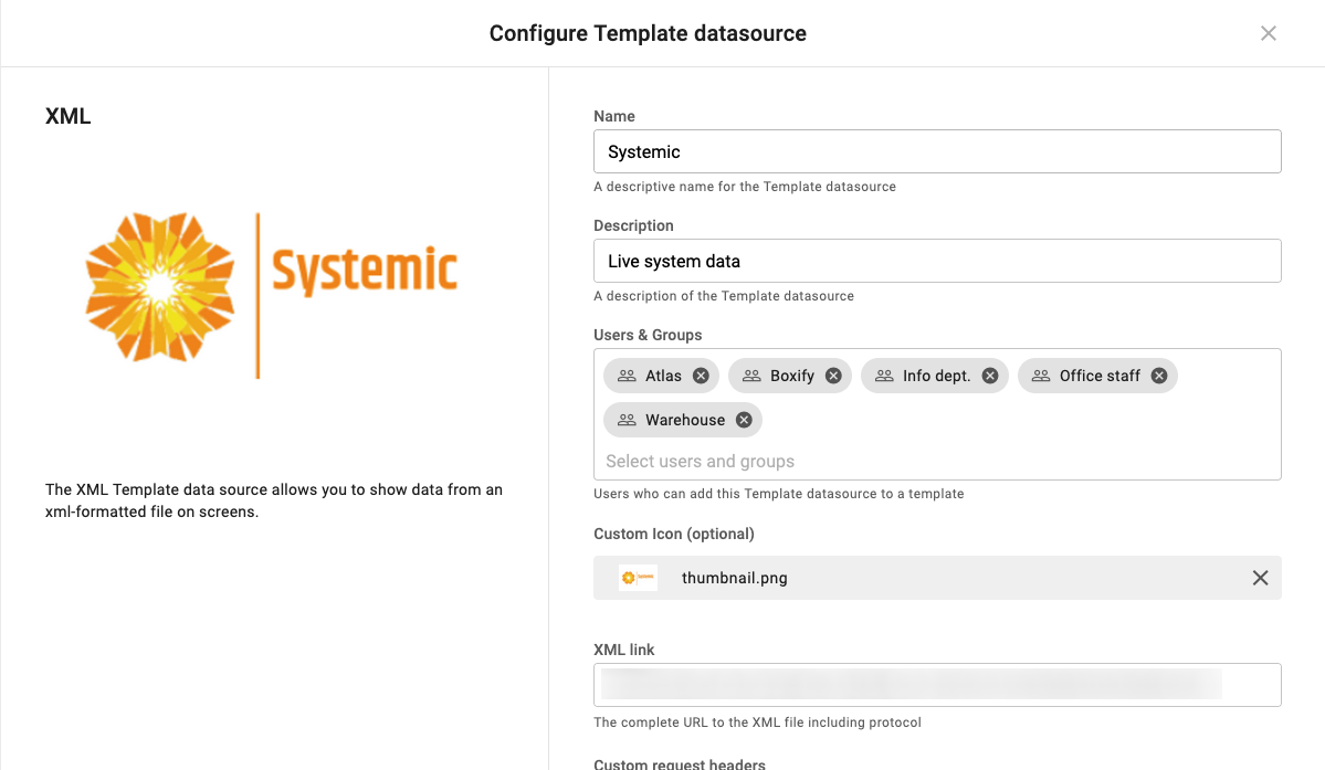 Custom logos for external data sources