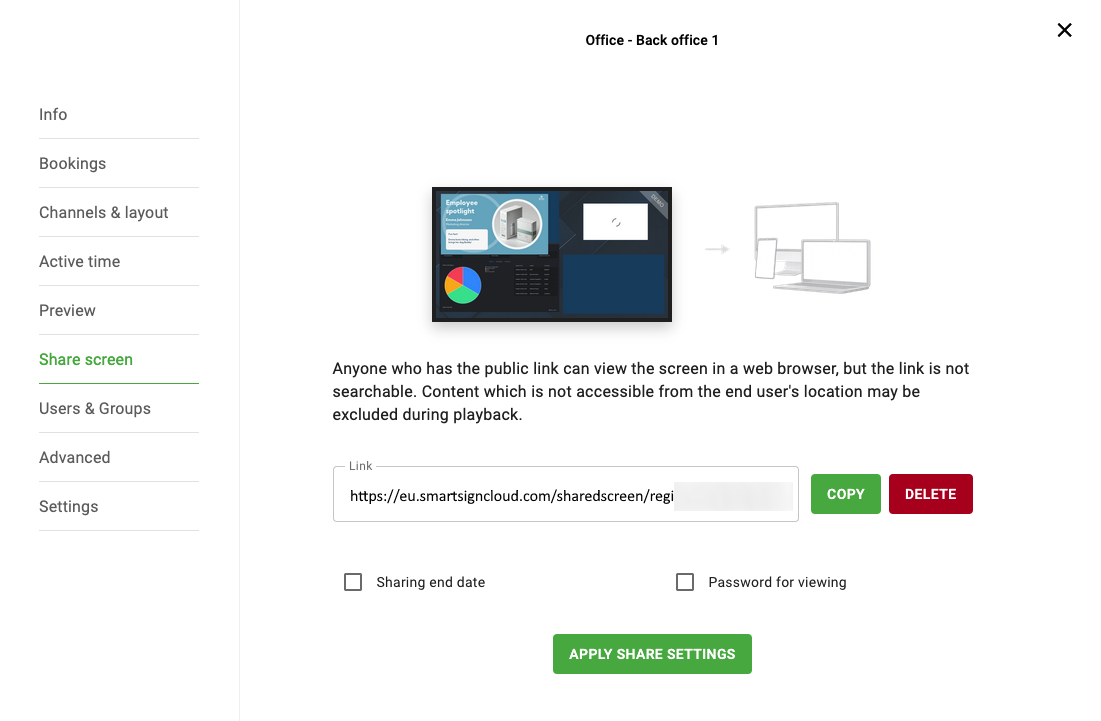 Share is now available in Smartsign 11