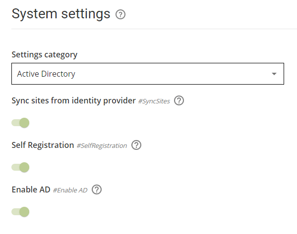 System Settings Active Directory