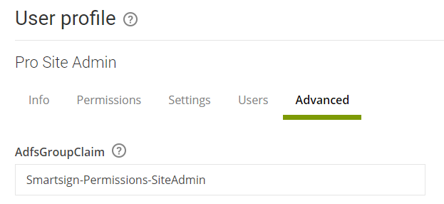 User profile AdfsClaim