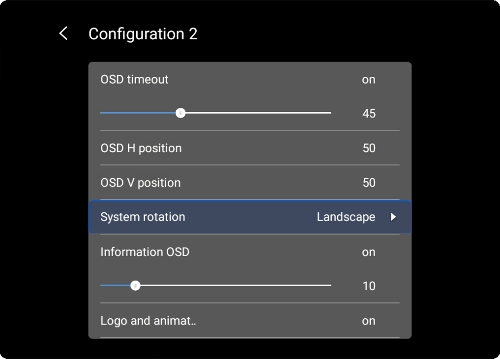 System rotation OSD